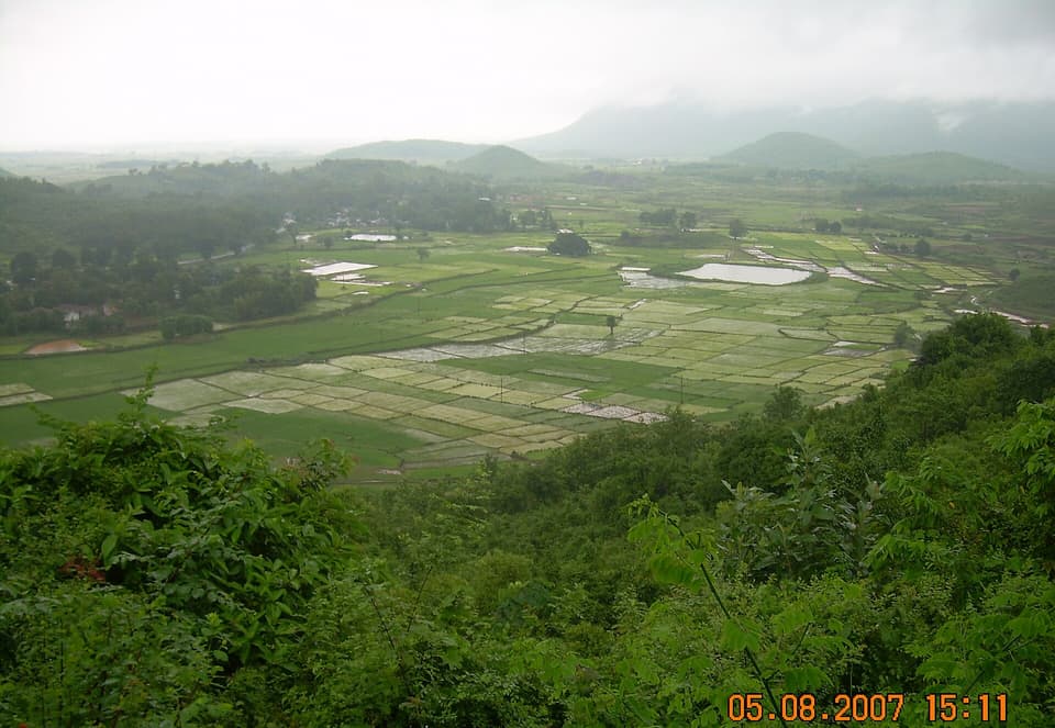 Fields and low hills on the Koraput plateau, the country the Kalyamali climb starts from